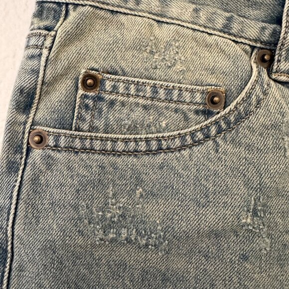 Saint Laurent D02 M/SK-LW Distress Straight Leg Mid Rise Jeans Light Blue Sz 30 - Picture 3 of 14